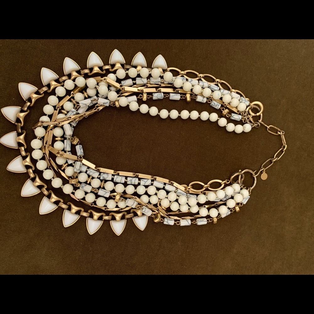 Stella & Dot Sutton multi-strand necklace, white/gold